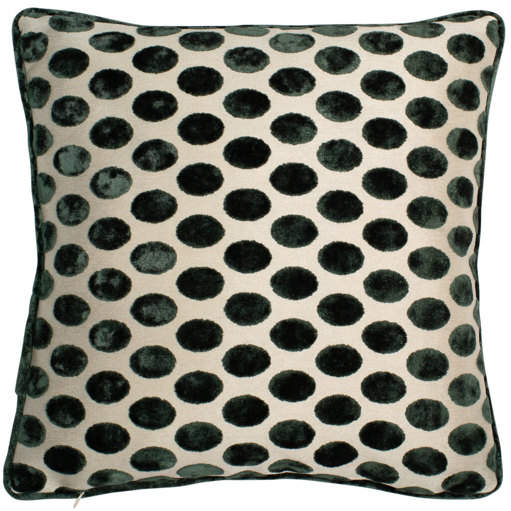 POLKA DOT GREEN  CUT VELVET WITH PIPING 56 X 56