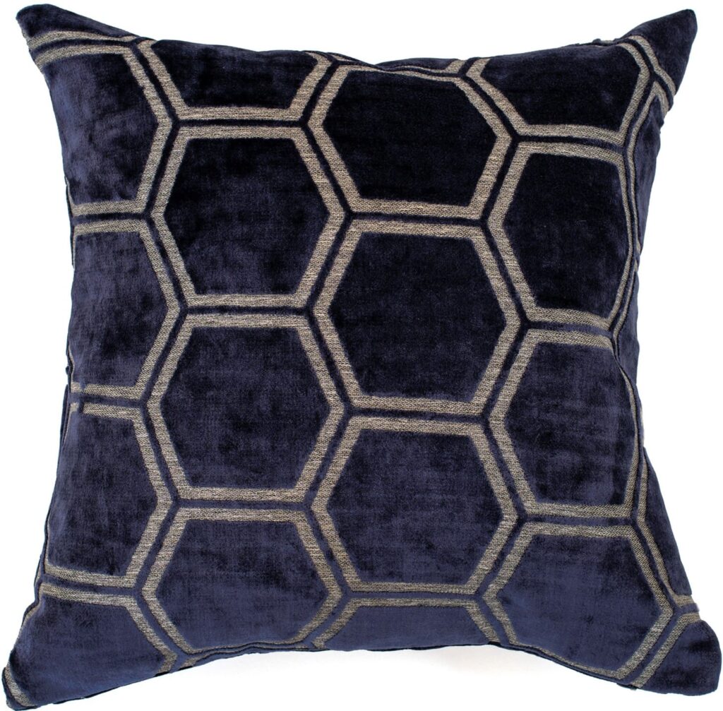 LARGE HEXAGON CUT VELVET NAVY 56 X 56
