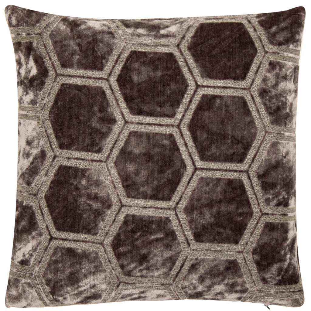 LARGE HEXAGON CUT VELVET SLATE 56 X 56