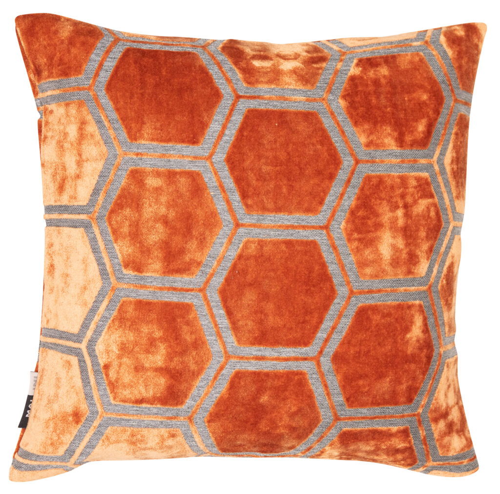 LARGE HEXAGON CUT VELVET TAN 56 X 56