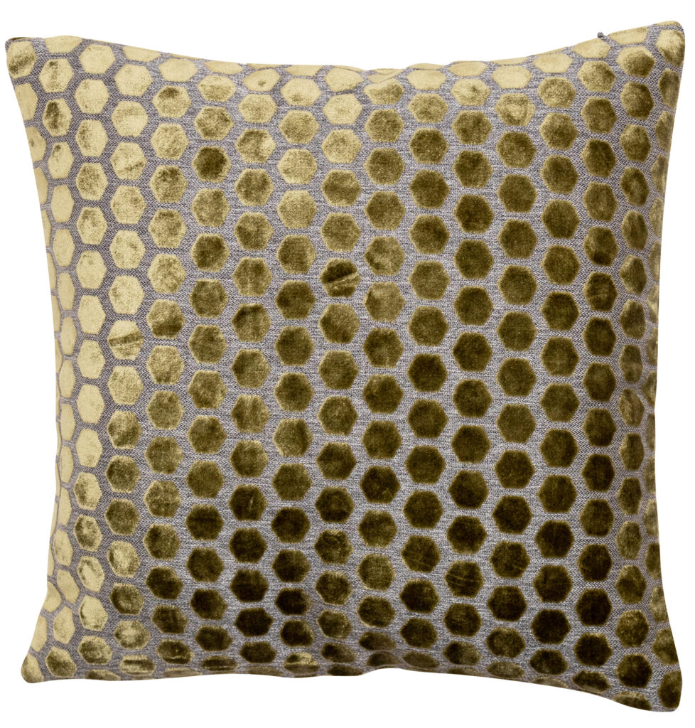 LARGE HEX CUT VELVET OLIVE GREEN 56 X 56