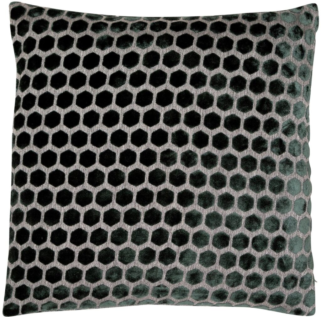 LARGE HEX CUT VELVET PINE GREEN 56 X 56