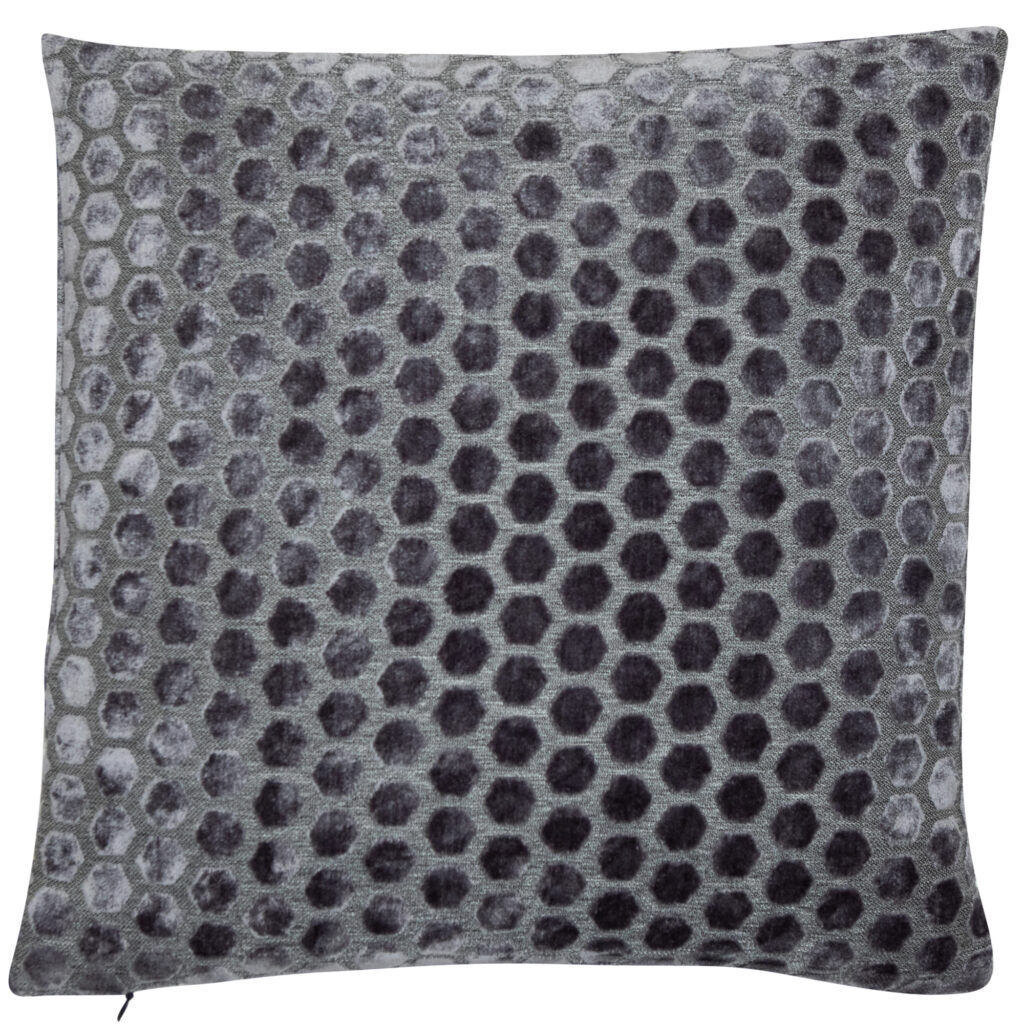 LARGE HEX CUT VELVET SLATE 56 X 56
