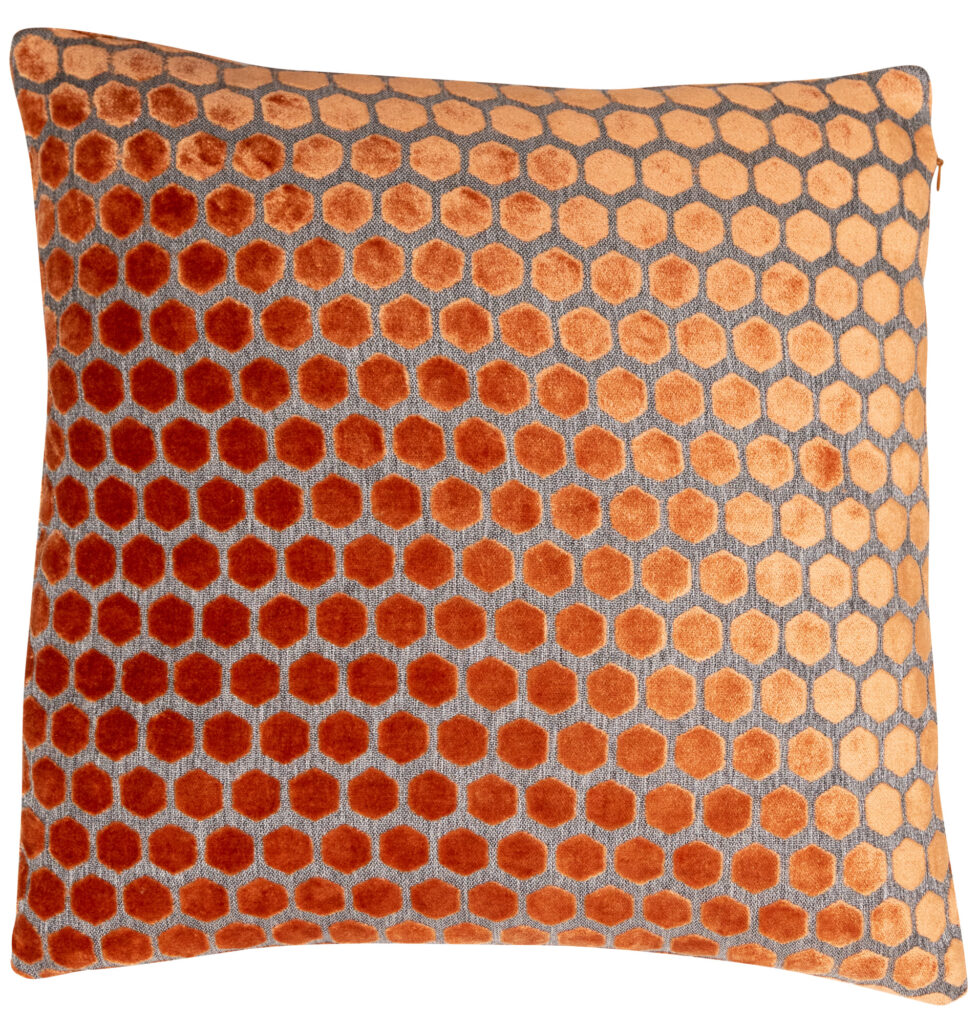 LARGE HEX CUT VELVET TAN 56 X 56