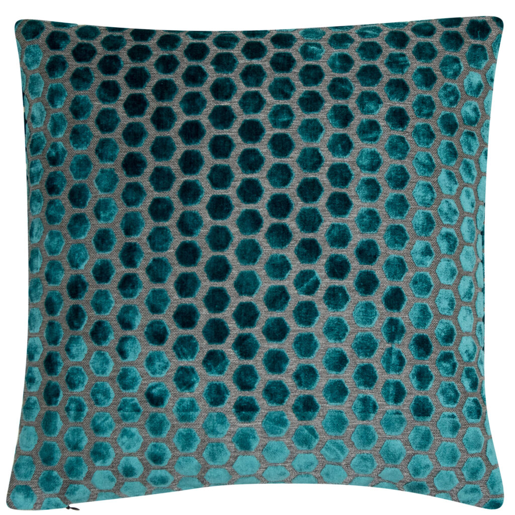 LARGE HEX CUT VELVET TEAL 56 X 56