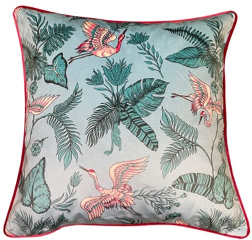 VIBRANT CRANE PRINT TURQ ON BLUE 50 X 50