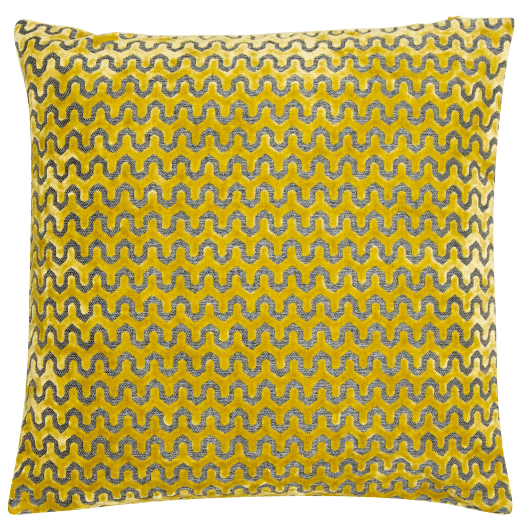 CUT VELVET WAVE MUSTARD 56 X 56