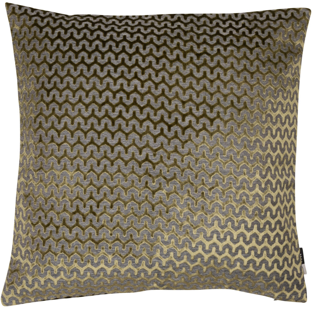 CUT VELVET WAVE OLIVE GREEN 56 X 56