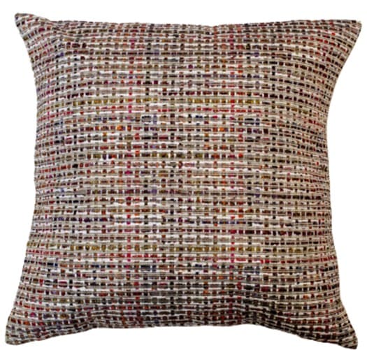 STRIPED MULTI COL CUSHION ON LINEN 50 X 50