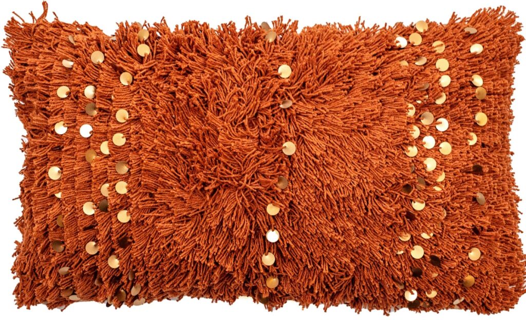 TEXTURED MOROCCON SEQUIN CUSHION RUST 30 X 50