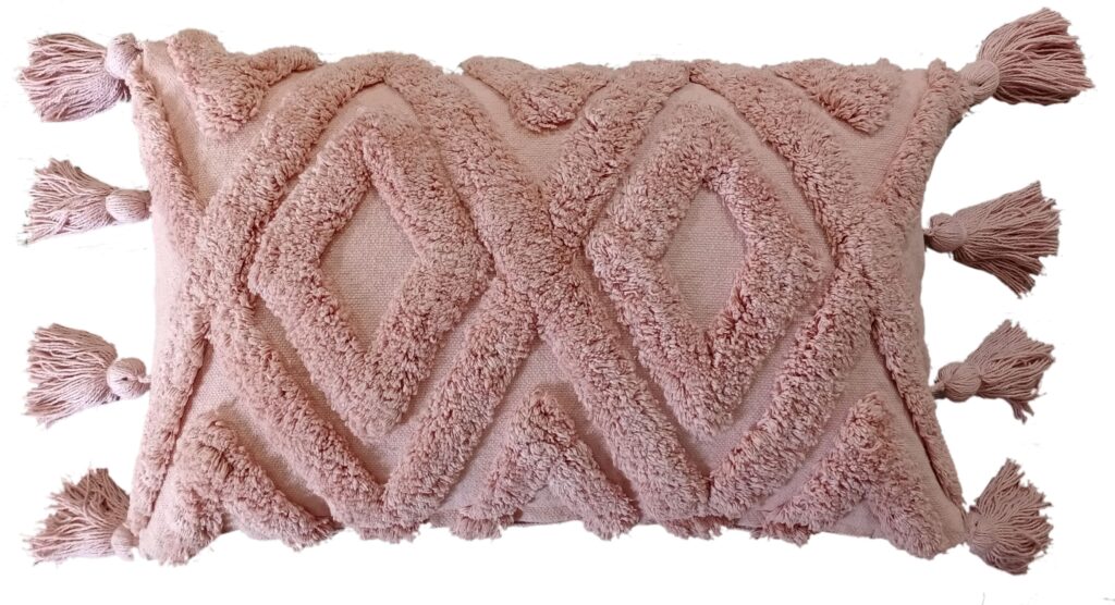 cotton tufted woven cushion  30 x 50 pink