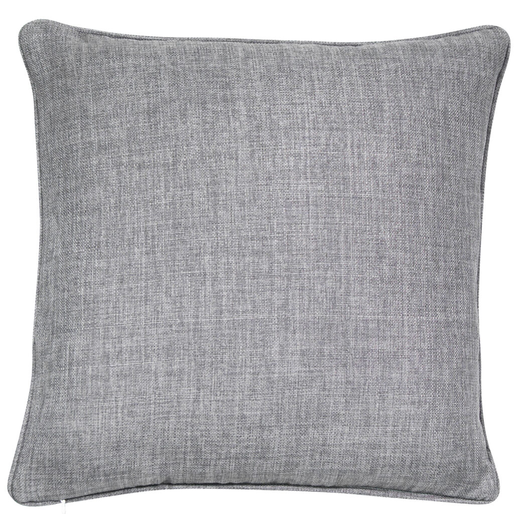 TEXTURED FAUX LINEN PIPED SILVER 45 X 45 (COLOUR 15)