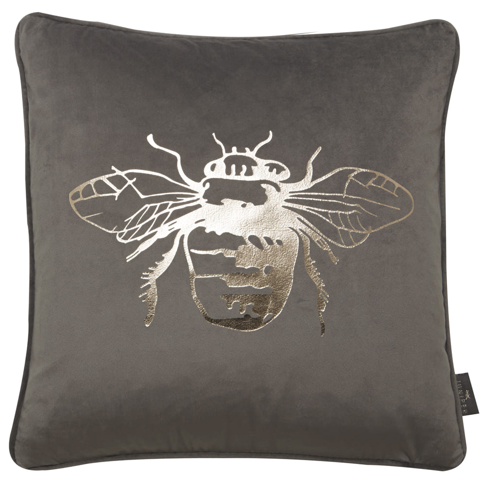 GOLD FOIL LARGE BEE ON GREY VELVET 43 X 43