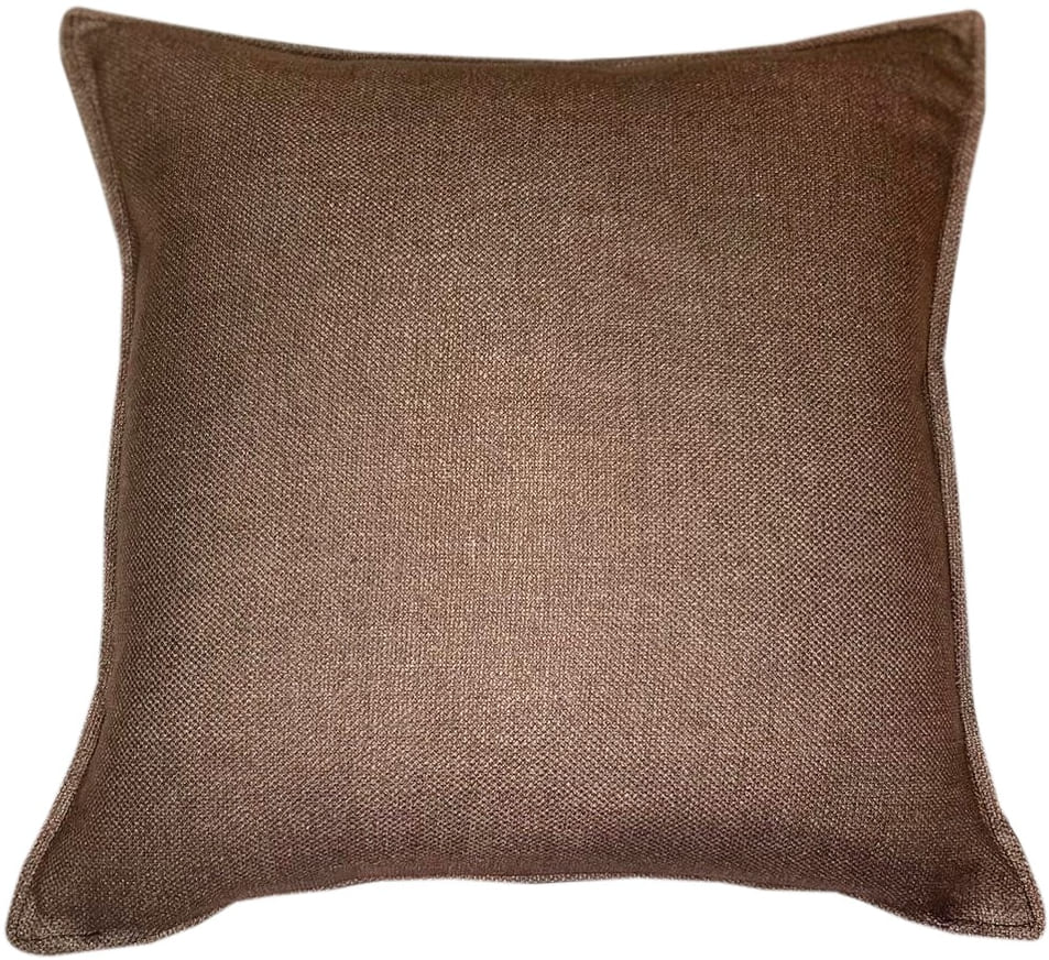 Faux Linen Brown Cushion with Flange 45 X 45