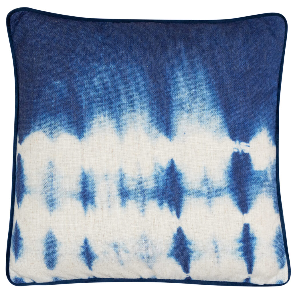 PRINT BLUE TYE DYE STRKS  ON FAUX LINEN 45 X 45