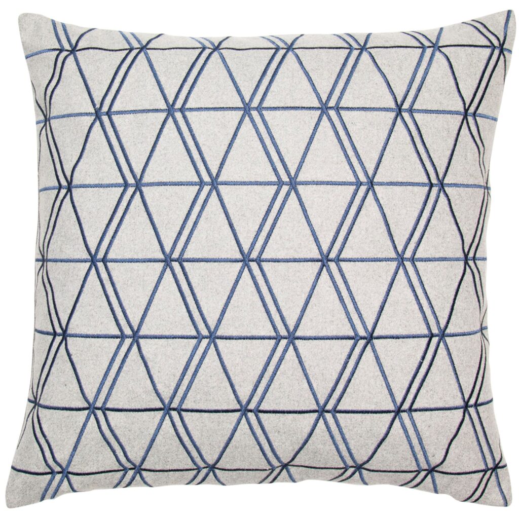 EMB NAVY LINES ON GREY FELT 45 X 45