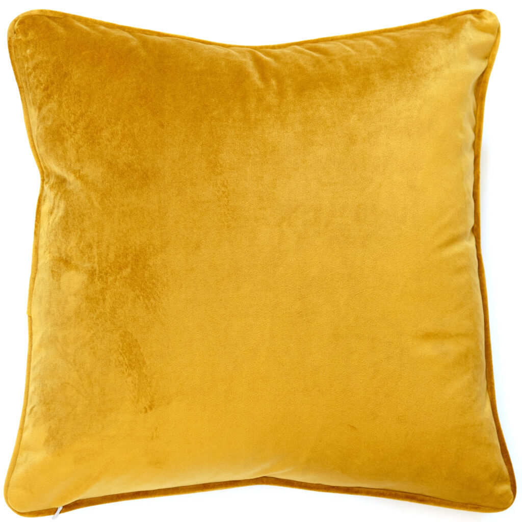 PIPED VELVET CUSHION COGNAC 43 X 43