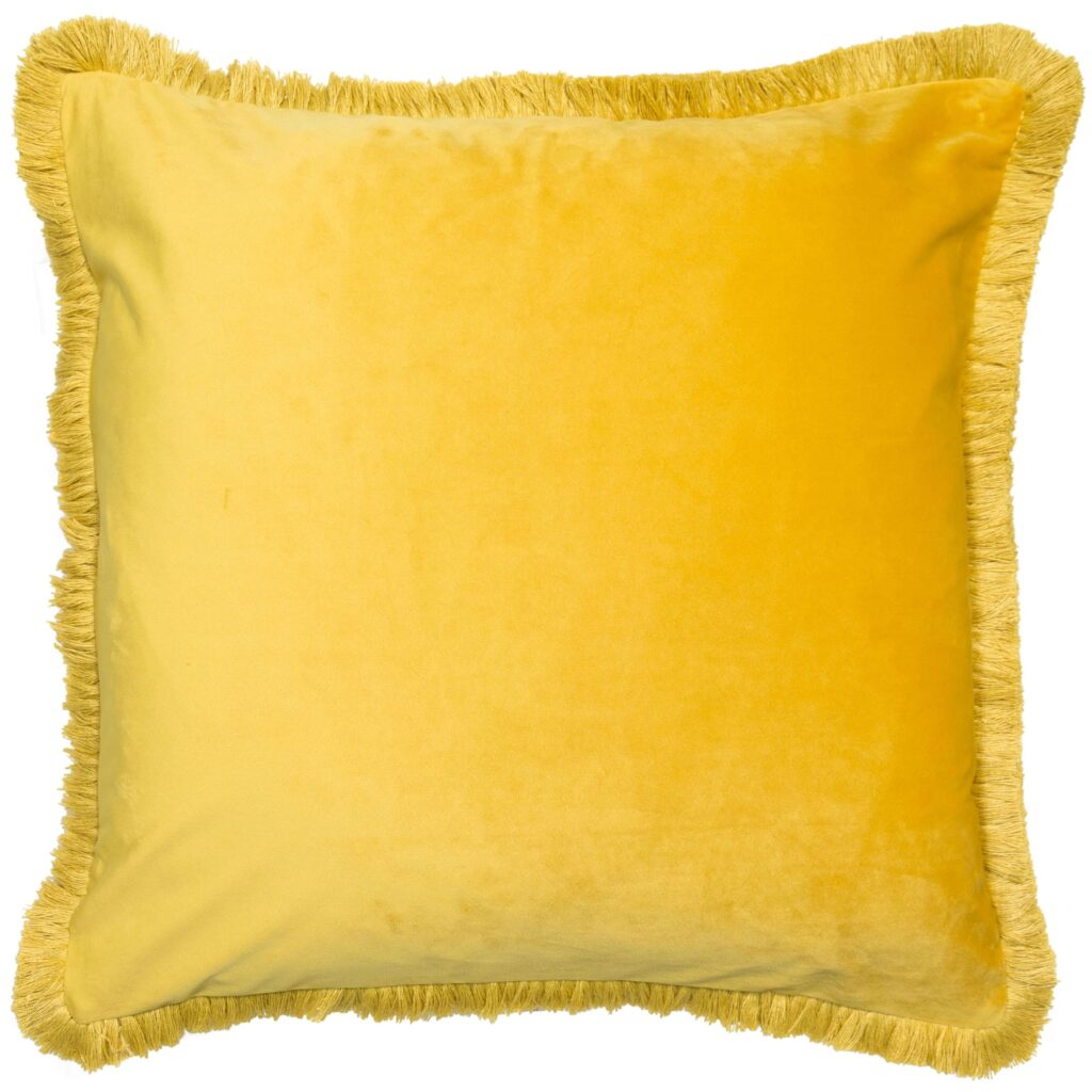 VELVET W. 4 SIDE FRINGES MUSTARD 45 X 45