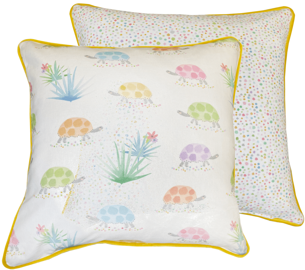 CHILDRENS TORTOISE PRINT WITH DOTTY REVERSE 45 X 45