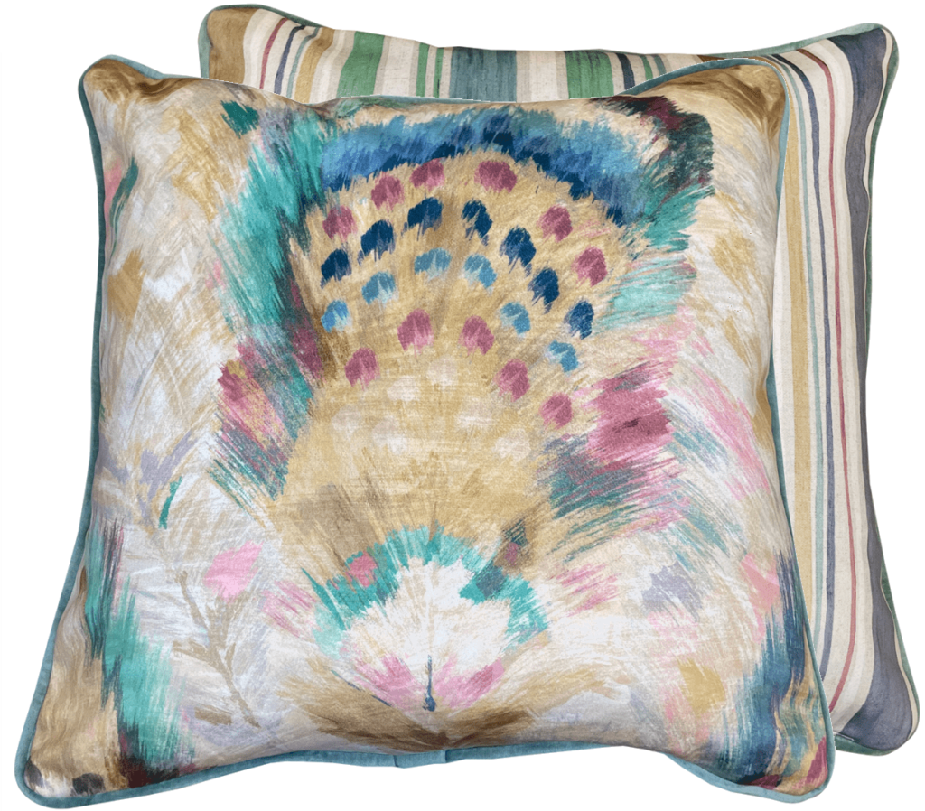 COLOURFUL MULTI PRINT WITH STRIPE REVERSE 45 X 45
