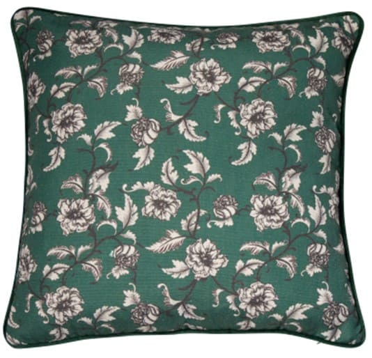 Classic floral printed green cushion  45 x 45