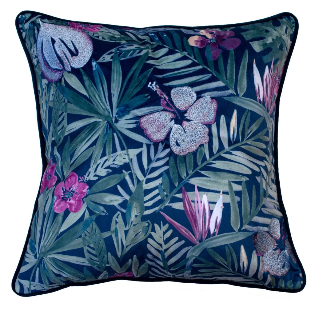 TROPICAL FLORALS IN PINKS AND BLUES  45 X 45