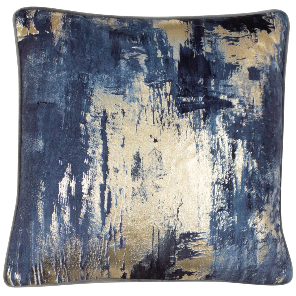 PRINTED DENIM BLUE W. GOLD FOIL 45 X 45