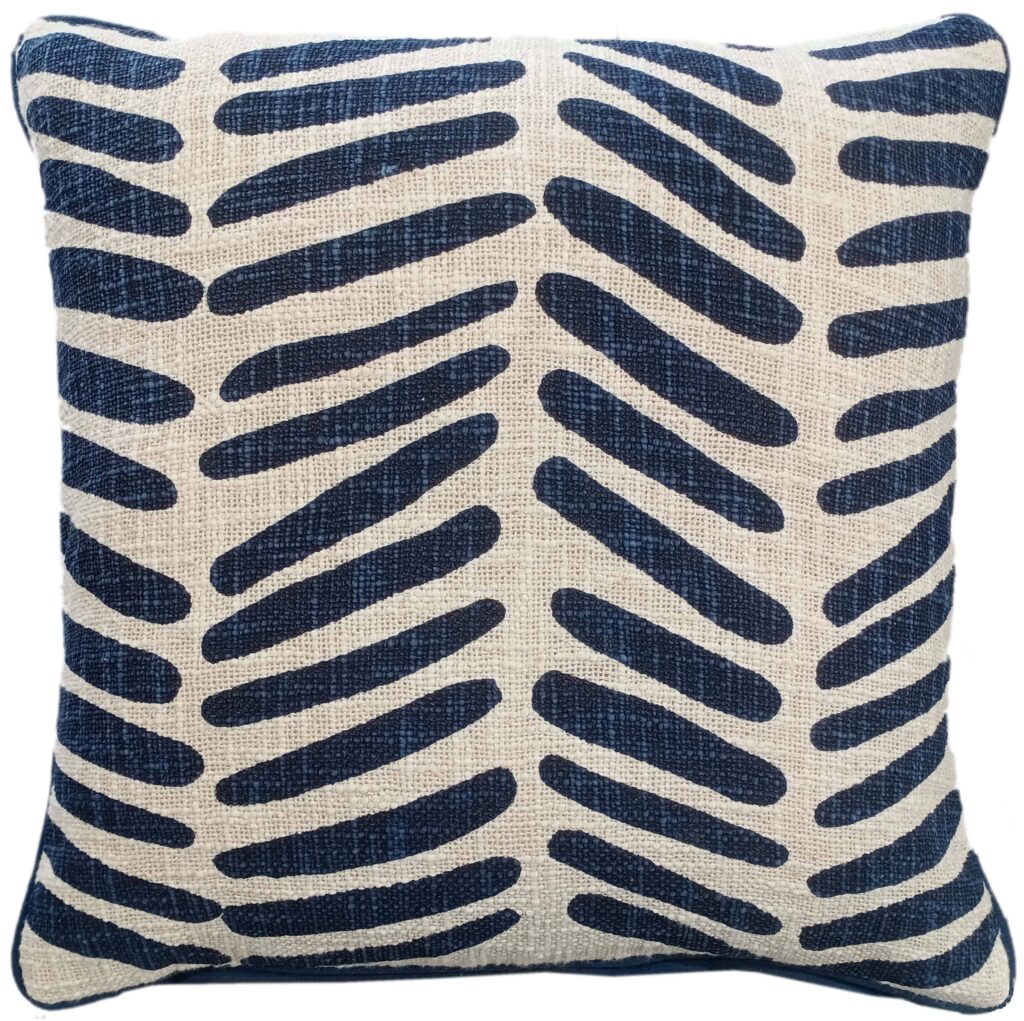 BROKEN LINE PRINT ON LOOSE WEAVE INDIGO  45 X 45
