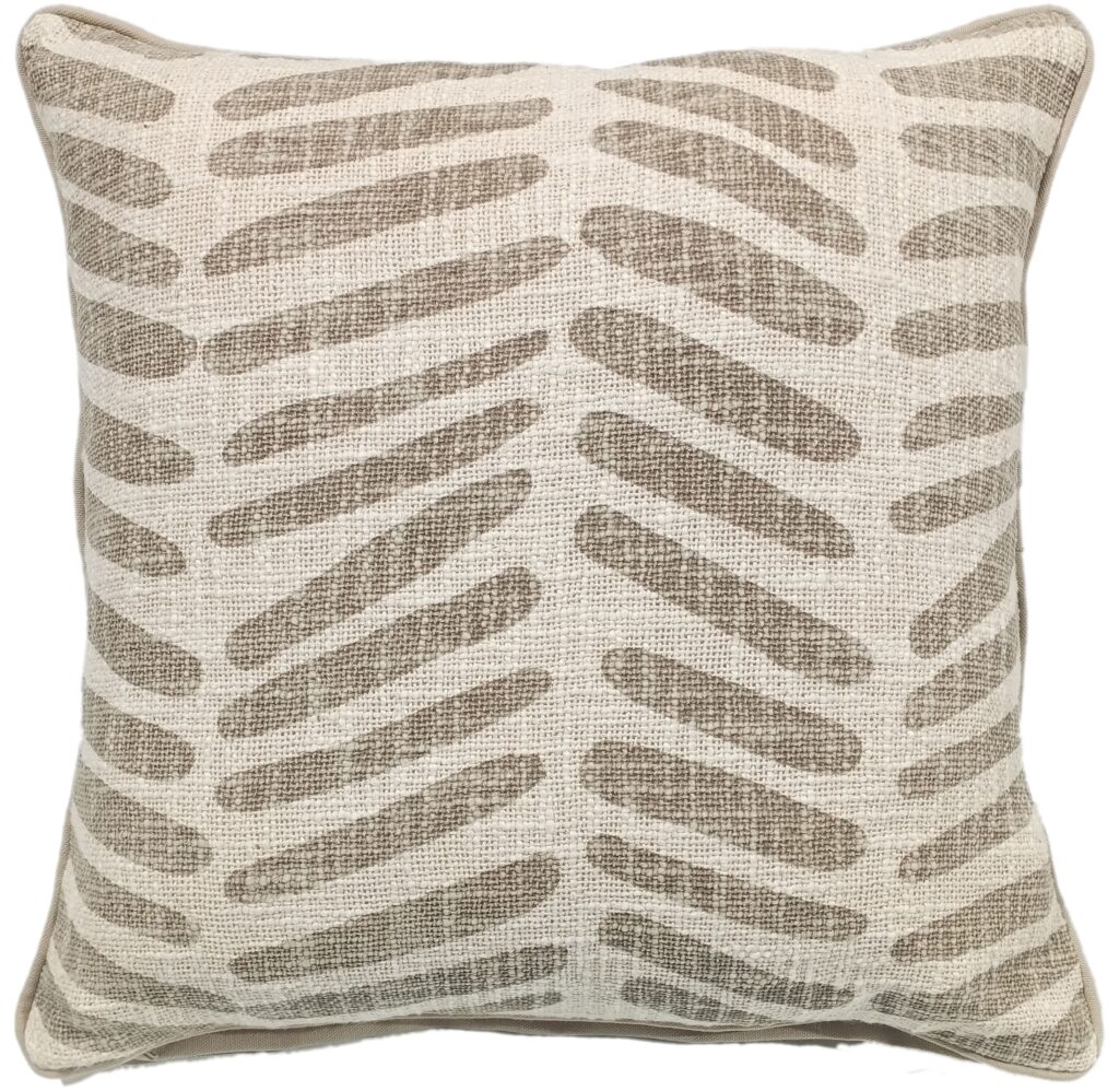 BROKEN LINE PRINT ON LOOSE WEAVE TAUPE  45 X 45