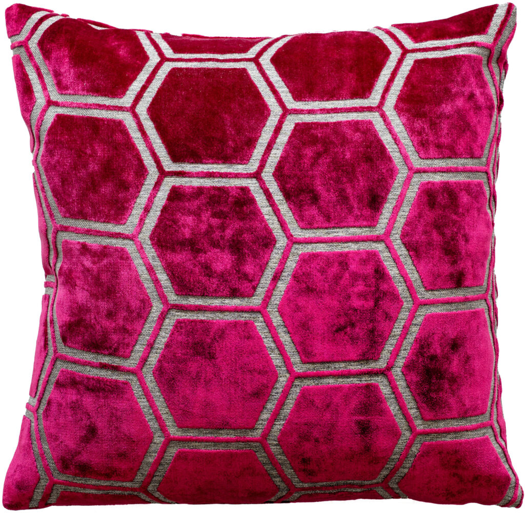 SMALL HEXAGON CUT VELVET FUSCHIA 43 X 43