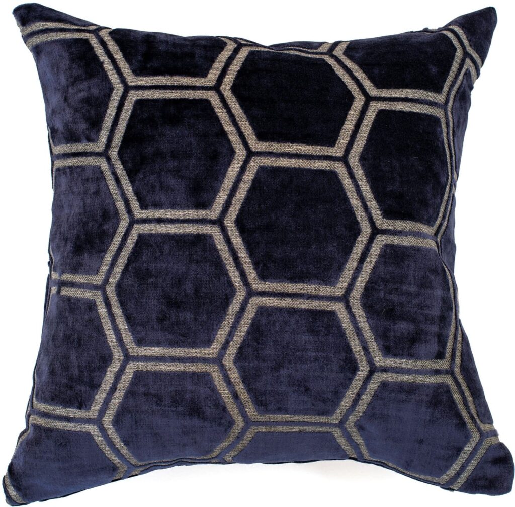 SMALL HEXAGON CUT VELVET NAVY 43 X 43