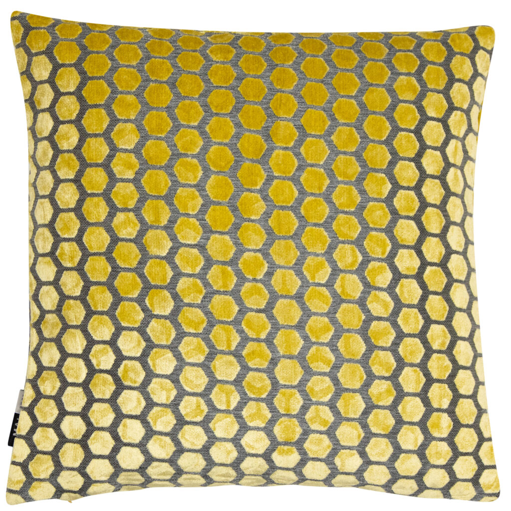SMALL HEX CUT VELVET MUSTARD 43 X 43