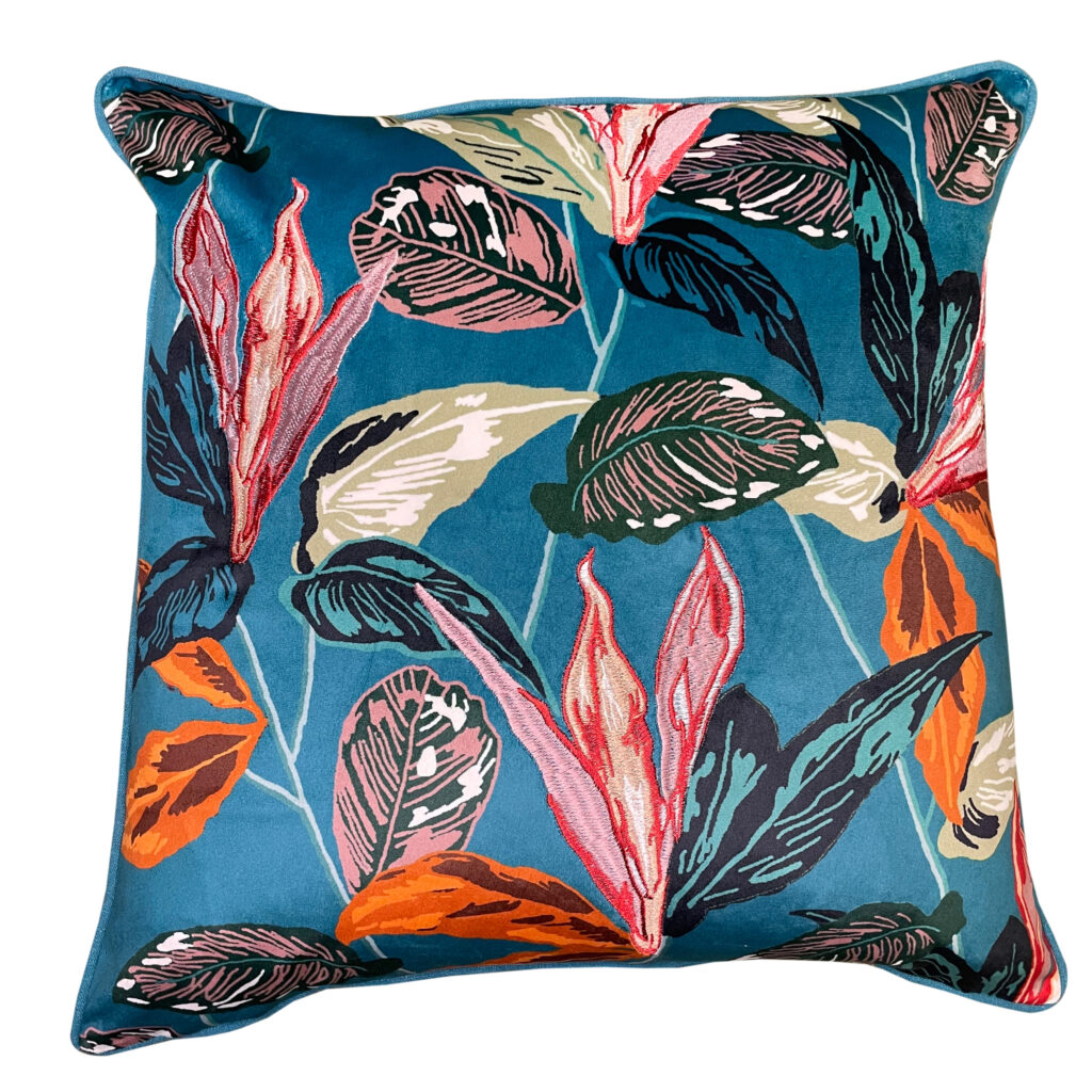 TROPICAL FLORAL TEAL BASE 45 X 45