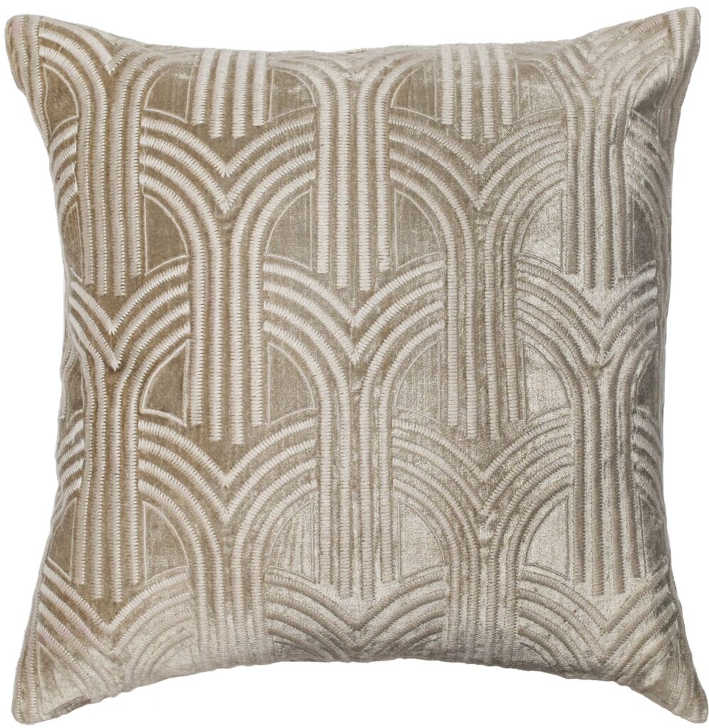 VELVET ART DECO ARCHES  EMB  CHAMPAGNE 45 X 45