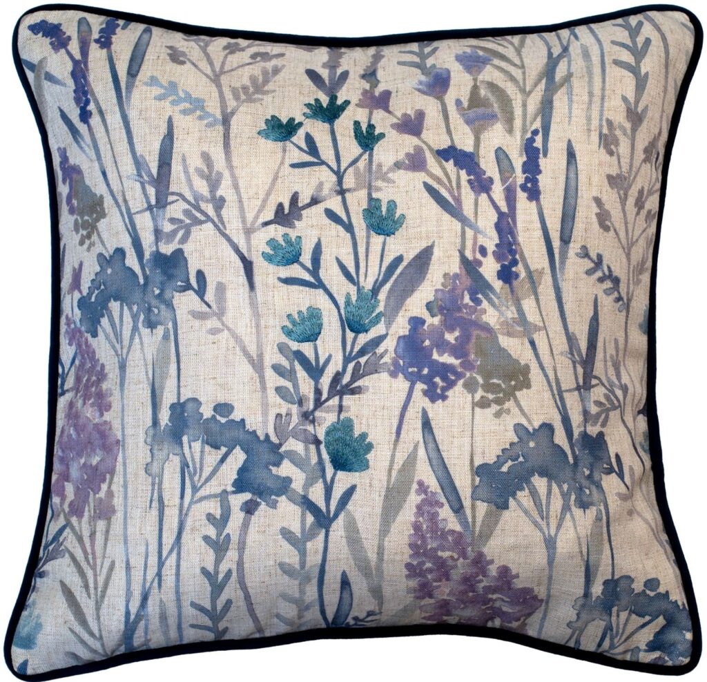 PRETTY FLORAL EMB IN LILAC AND BLUE 45 X 45