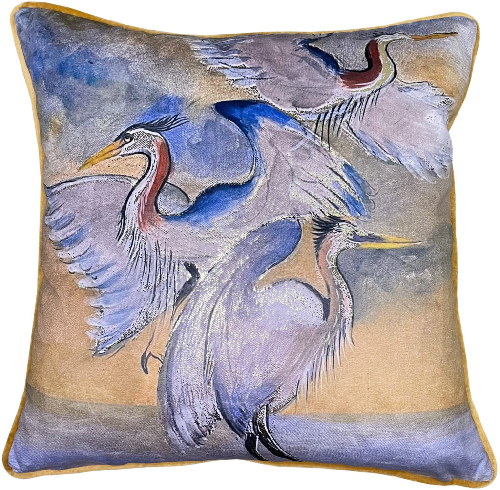 HAND PAINTED WITH GOLD BIRDS 45 X 45