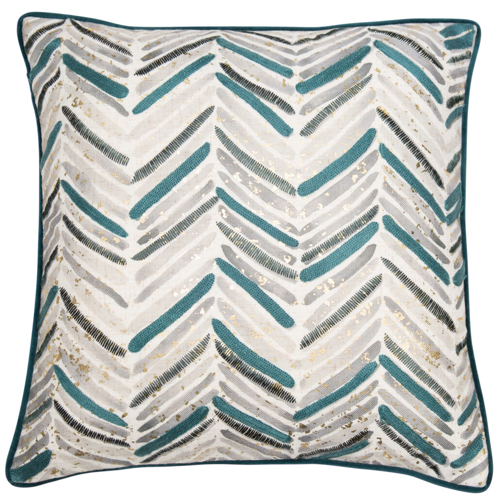 PRINT W. EMB CHEVRON TEAL 45 X 45