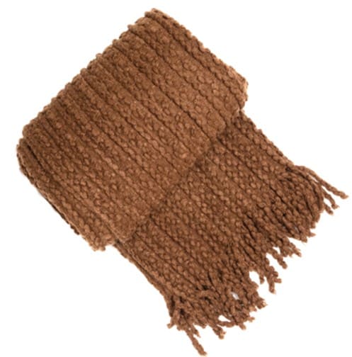 CHOCOLATE BARLEY TWIST THROW W. TASSELS 130 X 180