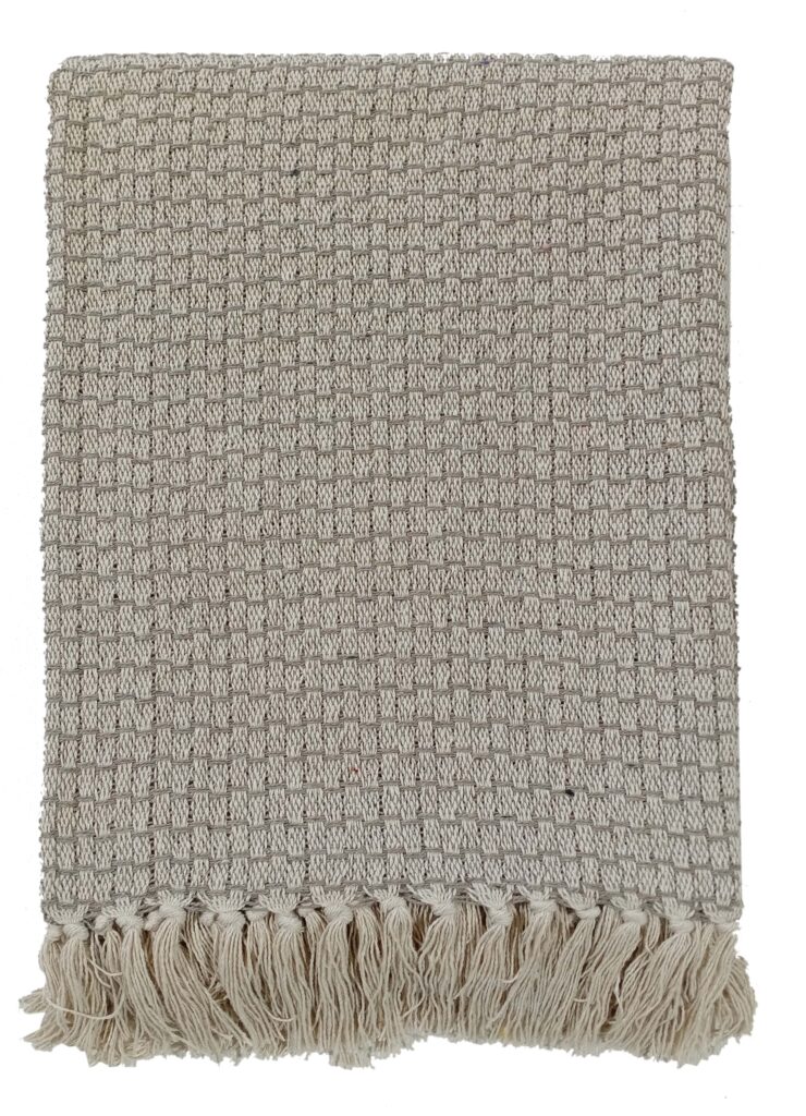 BASKET WEAVE PATTERN,RECYCLED YARN SILVER 130X 180