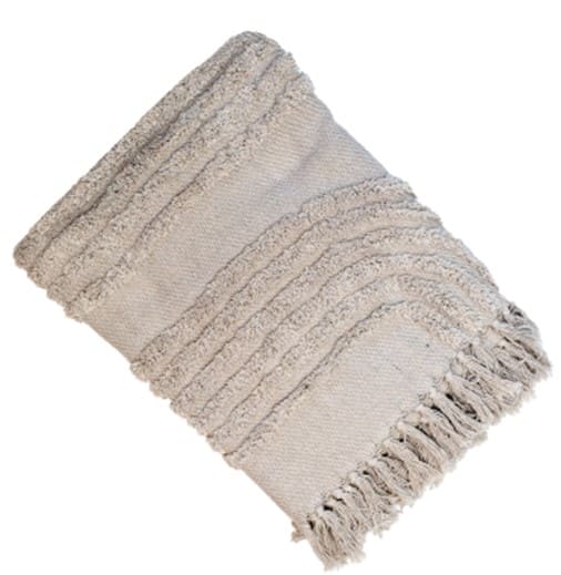 cotton tufted throw greige 130 x 180