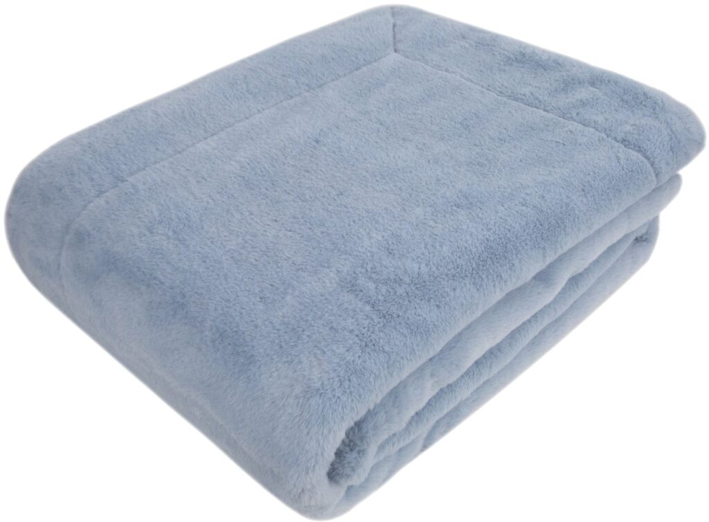 FAUX RABBIT THROW BABY BLUE 150 X 200